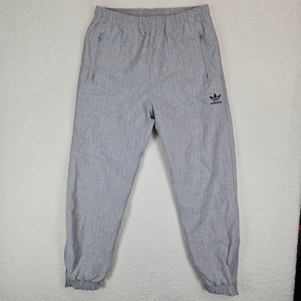 Adidas Originals Mens Wind Track Pants M Grey Heathered Trefoil Joggers NWT